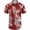 imageCOOFANDY Mens Hawaiian Shirt Short Sleeve Button Down Shirts Tropical Floral Summer Beach ShirtsRed  Tropical Leaf