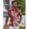 imageCOOFANDY Mens Hawaiian Shirt Short Sleeve Button Down Shirts Tropical Floral Summer Beach ShirtsRed  Tropical Leaf