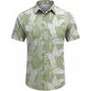 imageCOOFANDY Mens Hawaiian Shirt Short Sleeve Button Down Shirts Tropical Floral Summer Beach ShirtsSage Green  Tropical Leaf
