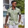 imageCOOFANDY Mens Hawaiian Shirt Short Sleeve Button Down Shirts Tropical Floral Summer Beach ShirtsSage Green  Tropical Leaf