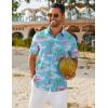 imageCOOFANDY Mens Hawaiian Shirt Short Sleeve Button Down Shirts Tropical Floral Summer Beach ShirtsSky Blue  Flamingo