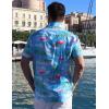 imageCOOFANDY Mens Hawaiian Shirt Short Sleeve Button Down Shirts Tropical Floral Summer Beach ShirtsSky Blue  Flamingo
