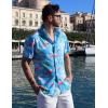 imageCOOFANDY Mens Hawaiian Shirt Short Sleeve Button Down Shirts Tropical Floral Summer Beach ShirtsSky Blue  Flamingo