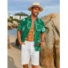 imageCOOFANDY Mens Hawaiian Shirt Short Sleeve Button Down Shirts Tropical Floral Summer Beach ShirtsTurquoise  Palm Leaf