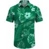 imageCOOFANDY Mens Hawaiian Shirt Short Sleeve Button Down Shirts Tropical Floral Summer Beach ShirtsTurquoise  Palm Leaf