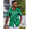 imageCOOFANDY Mens Hawaiian Shirt Short Sleeve Button Down Shirts Tropical Floral Summer Beach ShirtsTurquoise  Palm Leaf