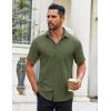 imageCOOFANDY Mens Button Down Shirts Short Sleeve Casual Dress Shirts Untucked Summer Shirt with PocketArmy Green