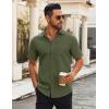 imageCOOFANDY Mens Button Down Shirts Short Sleeve Casual Dress Shirts Untucked Summer Shirt with PocketArmy Green