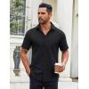 imageCOOFANDY Mens Button Down Shirts Short Sleeve Casual Dress Shirts Untucked Summer Shirt with PocketBlack