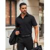 imageCOOFANDY Mens Button Down Shirts Short Sleeve Casual Dress Shirts Untucked Summer Shirt with PocketBlack