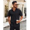 imageCOOFANDY Mens Button Down Shirts Short Sleeve Casual Dress Shirts Untucked Summer Shirt with PocketBlack