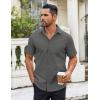 imageCOOFANDY Mens Button Down Shirts Short Sleeve Casual Dress Shirts Untucked Summer Shirt with PocketDark Grey