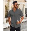 imageCOOFANDY Mens Button Down Shirts Short Sleeve Casual Dress Shirts Untucked Summer Shirt with PocketDark Grey