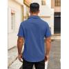 imageCOOFANDY Mens Button Down Shirts Short Sleeve Casual Dress Shirts Untucked Summer Shirt with PocketDenim Blue
