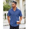 imageCOOFANDY Mens Button Down Shirts Short Sleeve Casual Dress Shirts Untucked Summer Shirt with PocketDenim Blue
