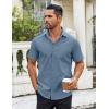 imageCOOFANDY Mens Button Down Shirts Short Sleeve Casual Dress Shirts Untucked Summer Shirt with PocketGrey Blue