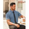 imageCOOFANDY Mens Button Down Shirts Short Sleeve Casual Dress Shirts Untucked Summer Shirt with PocketGrey Blue