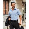 imageCOOFANDY Mens Button Down Shirts Short Sleeve Casual Dress Shirts Untucked Summer Shirt with PocketLight Blue