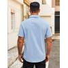 imageCOOFANDY Mens Button Down Shirts Short Sleeve Casual Dress Shirts Untucked Summer Shirt with PocketLight Blue