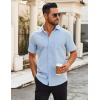 imageCOOFANDY Mens Button Down Shirts Short Sleeve Casual Dress Shirts Untucked Summer Shirt with PocketLight Blue