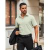 imageCOOFANDY Mens Button Down Shirts Short Sleeve Casual Dress Shirts Untucked Summer Shirt with PocketLight Green