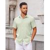 imageCOOFANDY Mens Button Down Shirts Short Sleeve Casual Dress Shirts Untucked Summer Shirt with PocketLight Green