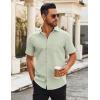 imageCOOFANDY Mens Button Down Shirts Short Sleeve Casual Dress Shirts Untucked Summer Shirt with PocketLight Green