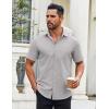imageCOOFANDY Mens Button Down Shirts Short Sleeve Casual Dress Shirts Untucked Summer Shirt with PocketLight Grey