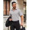 imageCOOFANDY Mens Button Down Shirts Short Sleeve Casual Dress Shirts Untucked Summer Shirt with PocketLight Grey