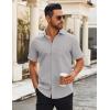 imageCOOFANDY Mens Button Down Shirts Short Sleeve Casual Dress Shirts Untucked Summer Shirt with PocketLight Grey