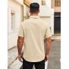 imageCOOFANDY Mens Button Down Shirts Short Sleeve Casual Dress Shirts Untucked Summer Shirt with PocketLight Khaki