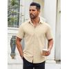 imageCOOFANDY Mens Button Down Shirts Short Sleeve Casual Dress Shirts Untucked Summer Shirt with PocketLight Khaki