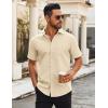 imageCOOFANDY Mens Button Down Shirts Short Sleeve Casual Dress Shirts Untucked Summer Shirt with PocketLight Khaki