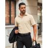 imageCOOFANDY Mens Button Down Shirts Short Sleeve Casual Dress Shirts Untucked Summer Shirt with PocketLight Khaki