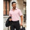 imageCOOFANDY Mens Button Down Shirts Short Sleeve Casual Dress Shirts Untucked Summer Shirt with PocketLight Pink