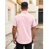 imageCOOFANDY Mens Button Down Shirts Short Sleeve Casual Dress Shirts Untucked Summer Shirt with PocketLight Pink