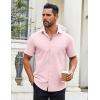 imageCOOFANDY Mens Button Down Shirts Short Sleeve Casual Dress Shirts Untucked Summer Shirt with PocketLight Pink