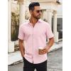 imageCOOFANDY Mens Button Down Shirts Short Sleeve Casual Dress Shirts Untucked Summer Shirt with PocketLight Pink
