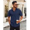 imageCOOFANDY Mens Button Down Shirts Short Sleeve Casual Dress Shirts Untucked Summer Shirt with PocketNavy Blue