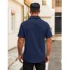 imageCOOFANDY Mens Button Down Shirts Short Sleeve Casual Dress Shirts Untucked Summer Shirt with PocketNavy Blue