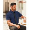 imageCOOFANDY Mens Button Down Shirts Short Sleeve Casual Dress Shirts Untucked Summer Shirt with PocketNavy Blue