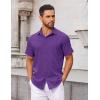 imageCOOFANDY Mens Button Down Shirts Short Sleeve Casual Dress Shirts Untucked Summer Shirt with PocketPurple