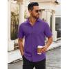 imageCOOFANDY Mens Button Down Shirts Short Sleeve Casual Dress Shirts Untucked Summer Shirt with PocketPurple
