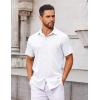 imageCOOFANDY Mens Button Down Shirts Short Sleeve Casual Dress Shirts Untucked Summer Shirt with PocketWhite