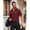 imageCOOFANDY Mens Button Down Shirts Short Sleeve Casual Dress Shirts Untucked Summer Shirt with PocketWine Red