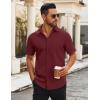 imageCOOFANDY Mens Button Down Shirts Short Sleeve Casual Dress Shirts Untucked Summer Shirt with PocketWine Red