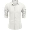 imageCOOFANDY Mens Cuban Guayabera Shirt Casual Button Down Shirts Long Sleeve Summer Beach ShirtsAwhite