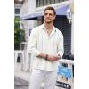 imageCOOFANDY Mens Cuban Guayabera Shirt Casual Button Down Shirts Long Sleeve Summer Beach ShirtsAwhite