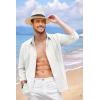 imageCOOFANDY Mens Cuban Guayabera Shirt Casual Button Down Shirts Long Sleeve Summer Beach ShirtsAwhite