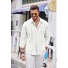 imageCOOFANDY Mens Cuban Guayabera Shirt Casual Button Down Shirts Long Sleeve Summer Beach ShirtsAwhite